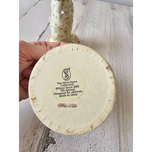 Vintage Nicole Sayre Easter Bunny rabbit spring statue figurine decor container - Picture 11 of 11